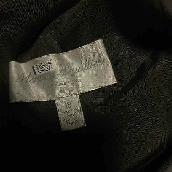 Monique Lhuillier Bridesmaids Grey Cocktail Dress with attached Sash size 18 - Picture 7 of 9